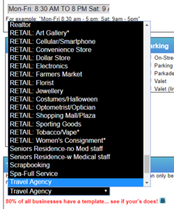 Retail Pop-up List in the Templates