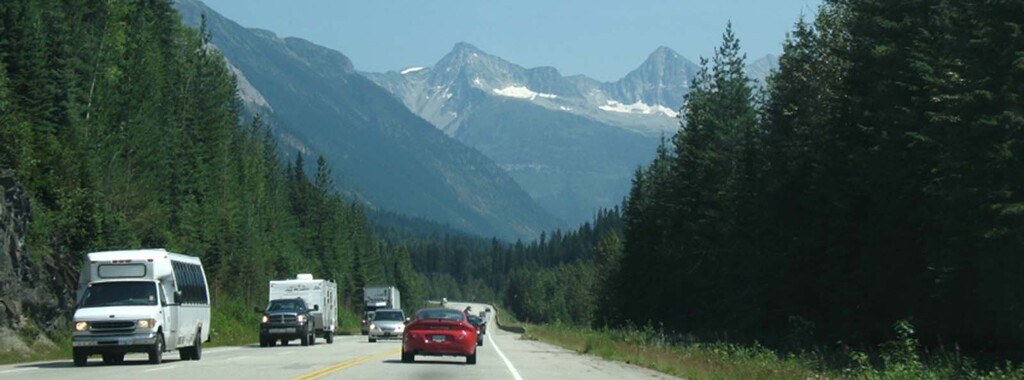 Vacation traffic near Rogers Pass