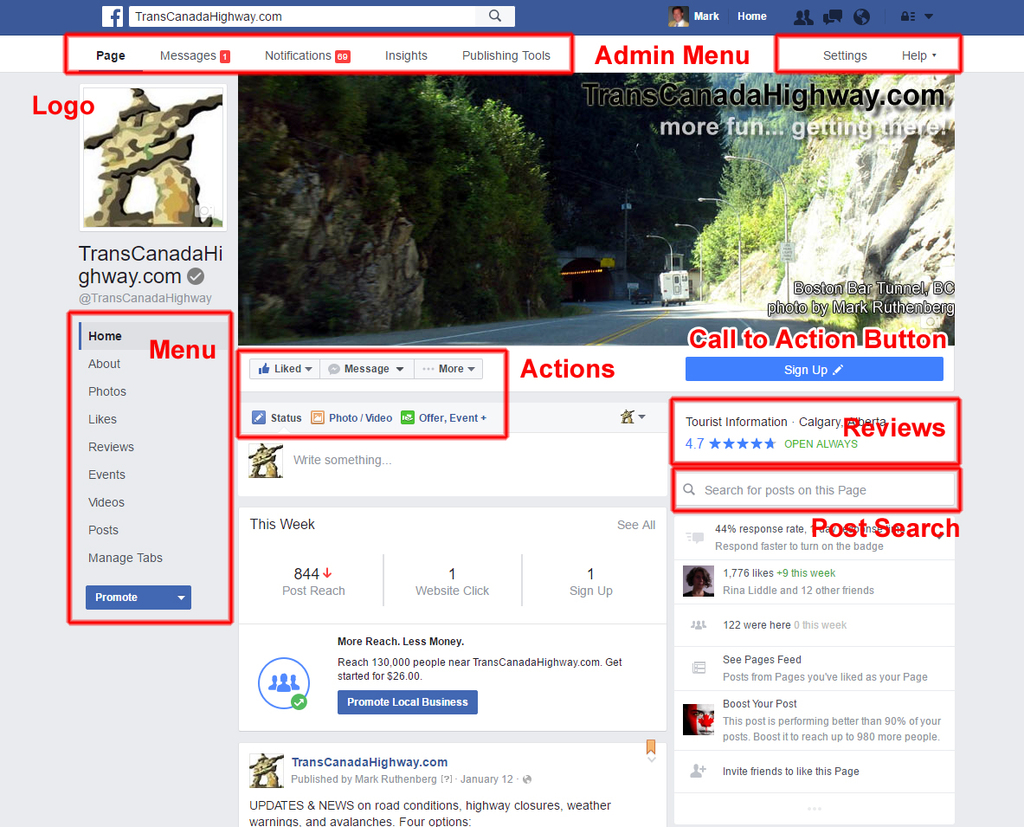 New Facebook Pages layout