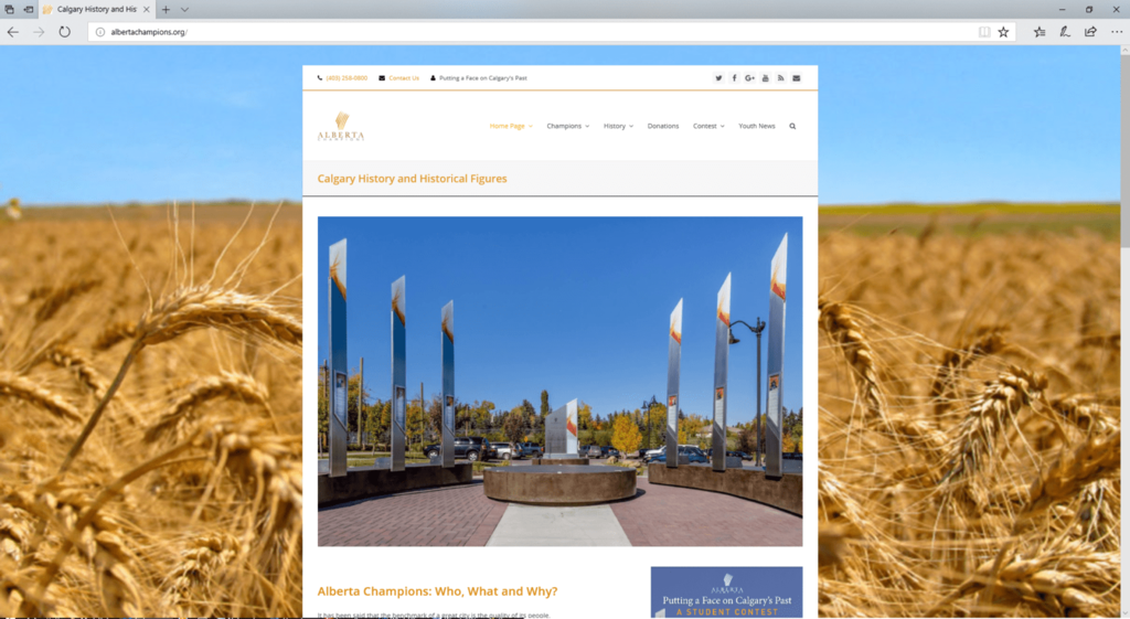 Alberta Champions Society website -desktop