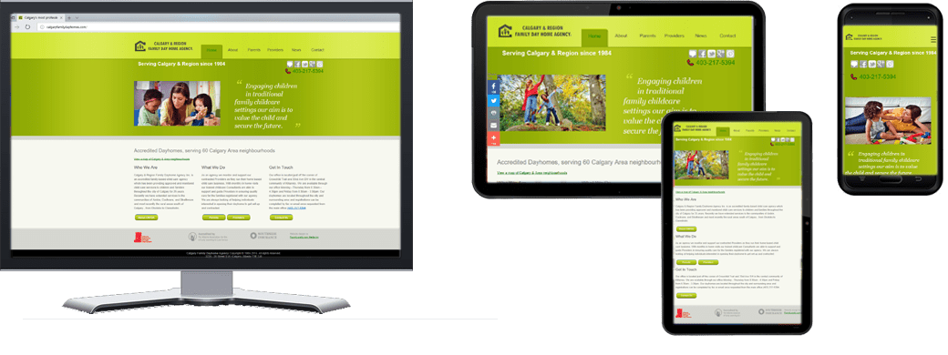 Calgary Region Family Dayhomes website for Multiple Screen Sizes