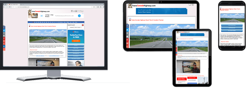 TransCanadaHighway.com website in Multiple Screen Sizes