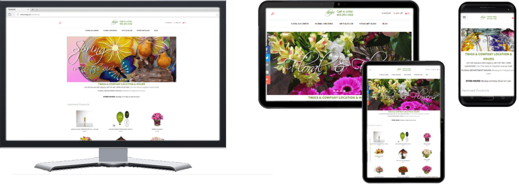 Twigs and Company website in Multiple Screen Sizes 