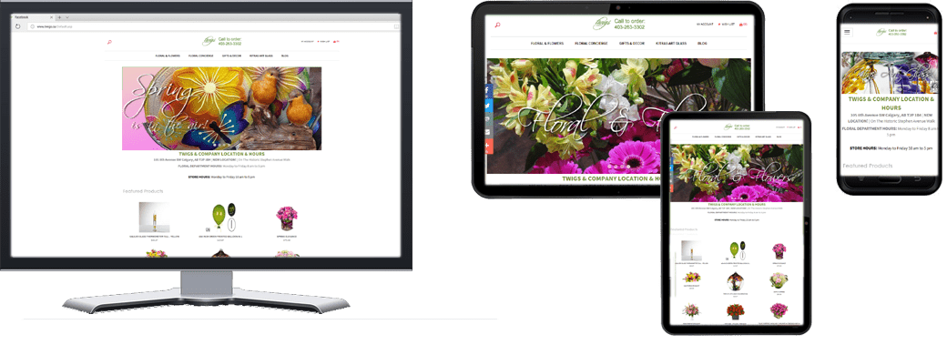 Twigs and Company website in Multiple Screen Sizes