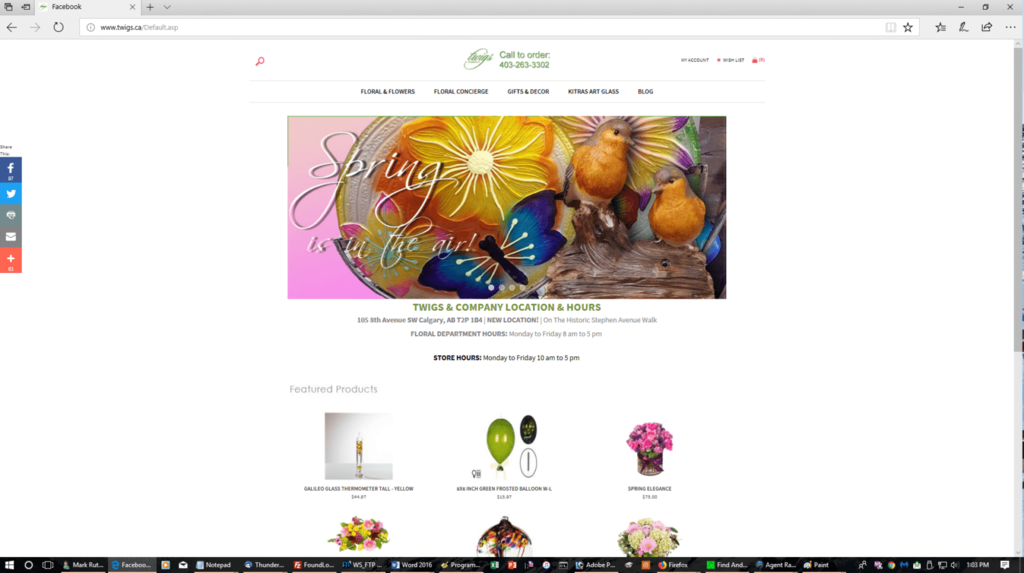 Twigs & Company website -desktop