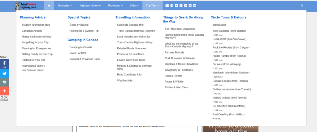 TransCanadaHighway Trip Tips megamenu