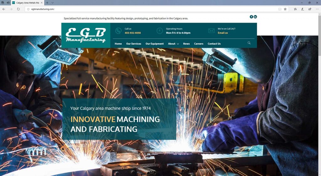 EGB Manufacturing - Desktop website
