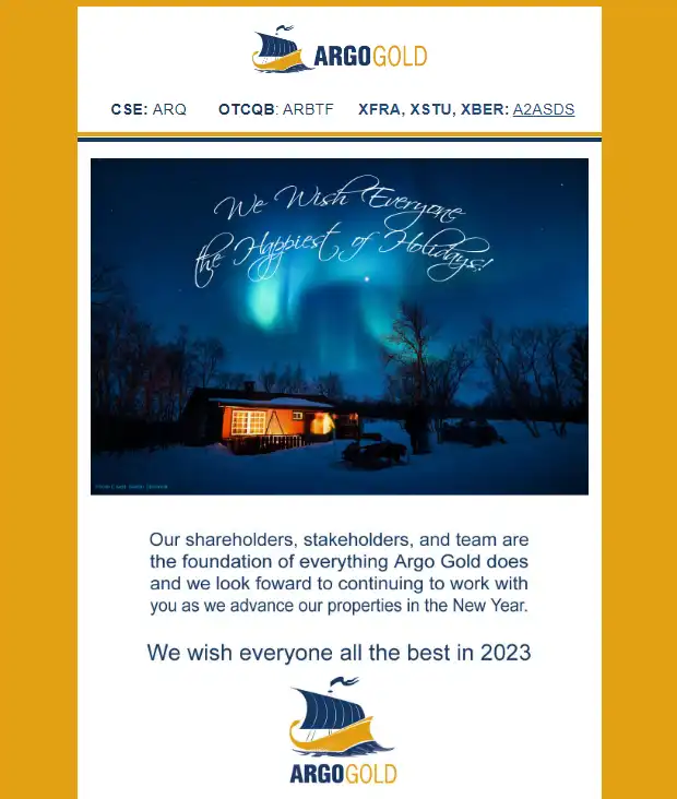 Argo Gold inc-Email campaign-Holiday card