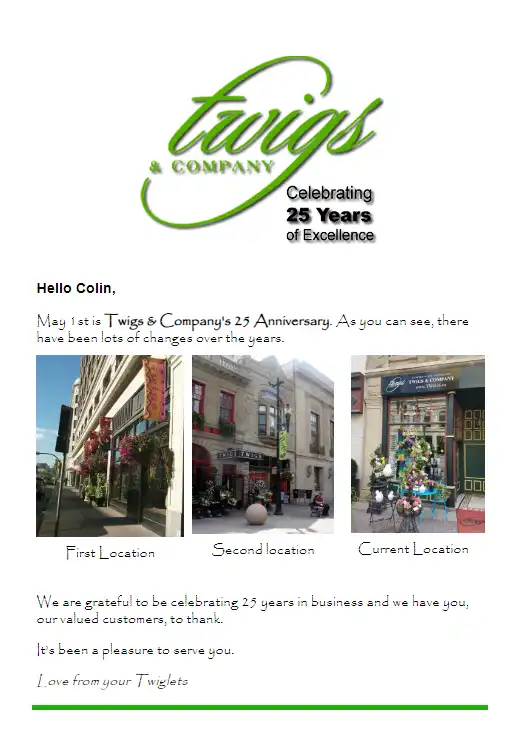 Twigs-25 Years of Excellence email
